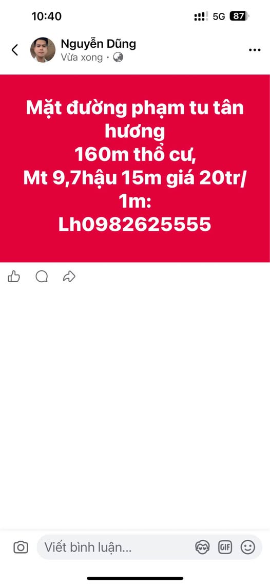 Đất vàng Phạm Tu, Thái Nguyên 160m2 thổ cư, mặt tiền 9.7m, cơ hội đầu tư không tưởng!