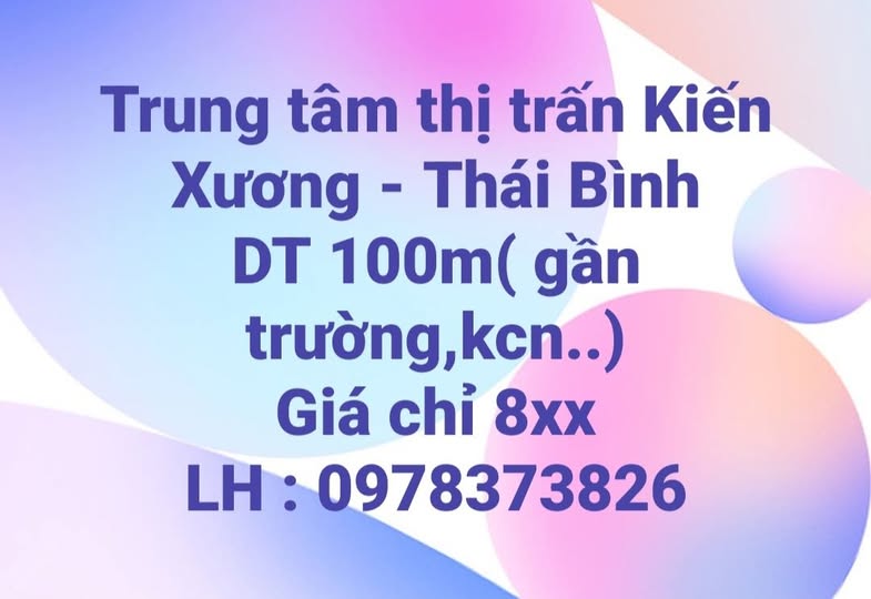 Đất vàng Kiến Xương, Thái Bình, 100m2, gần khu công nghiệp, trung tâm thị trấn