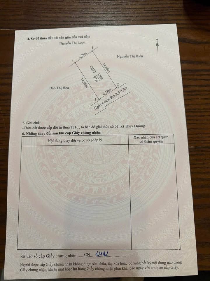 Đất vàng Thủy Đường 97.9m² mặt tiền rộng, hướng Đông Nam, cơ hội đầu tư sinh lời