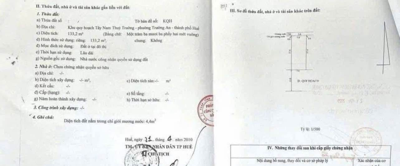 Bán đất mặt tiền kinh doanh tại Cao Đình, ngay cạnh chợ Trường An, thành phố Huế