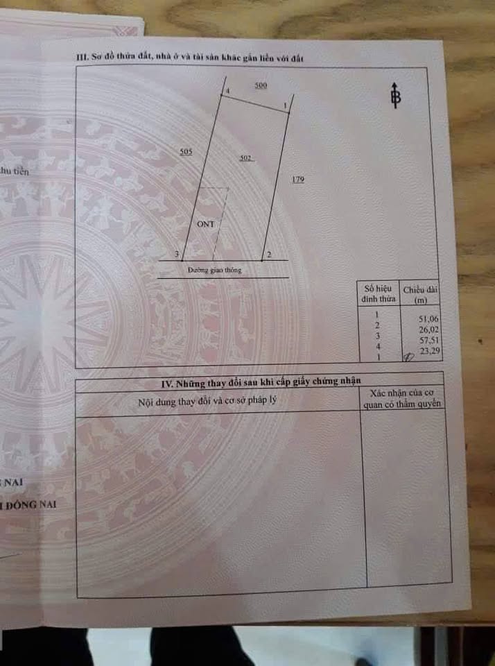 Bán đất gần khu công nghiệp Bàu Xéo - Trảng Bom, tổng 1319m², đã có sổ hồng với 300m² thổ cư