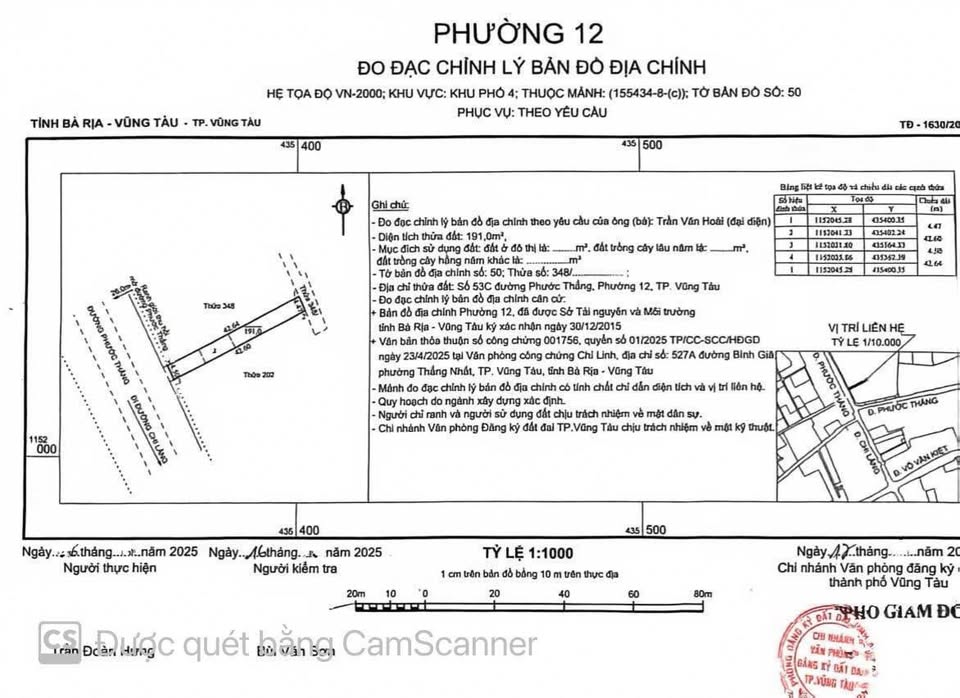 Bán đất mặt tiền Chợ Phước Thắng, Vũng Tàu 191m2, 2 mặt tiền, giá 5,8 tỷ