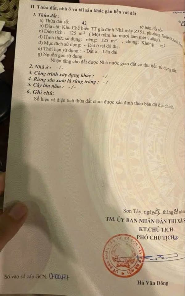 Mảnh đất vàng 125m2 tại Sơn Tây, mặt tiền rộng 8m, sổ đỏ sẵn sàng giao dịch