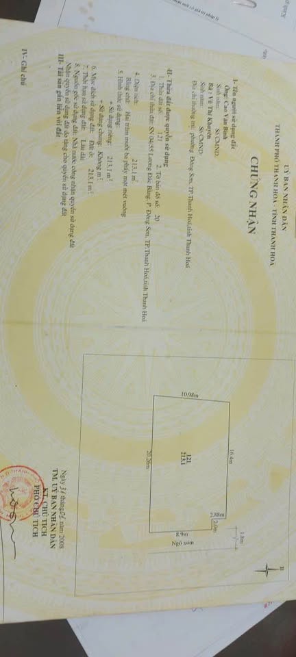 Bán nhà cấp 4 trung tâm thành phố Thanh Hóa, gần hồ Sen, 100m2 full thổ cư