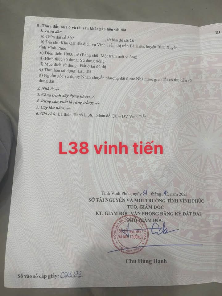 Đất vàng L38 Vinh Tiến Bá Hiến - Sẵn sổ, kẹp ba KCN, giá hời