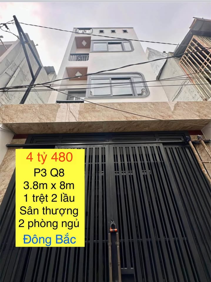 Nhà xây mới Âu Dương Lân, phường 3, quận 8, 4 tỷ 480 triệu