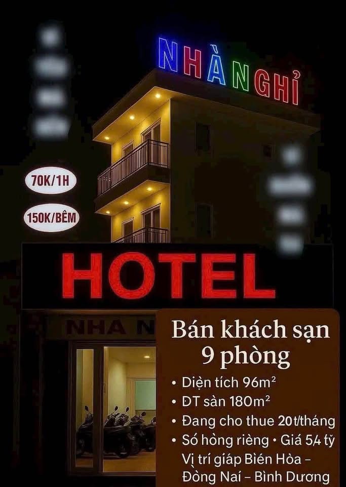 Bán khách sạn 9 phòng, thu nhập 20 triệu/tháng, Dĩ An, Bình Dương