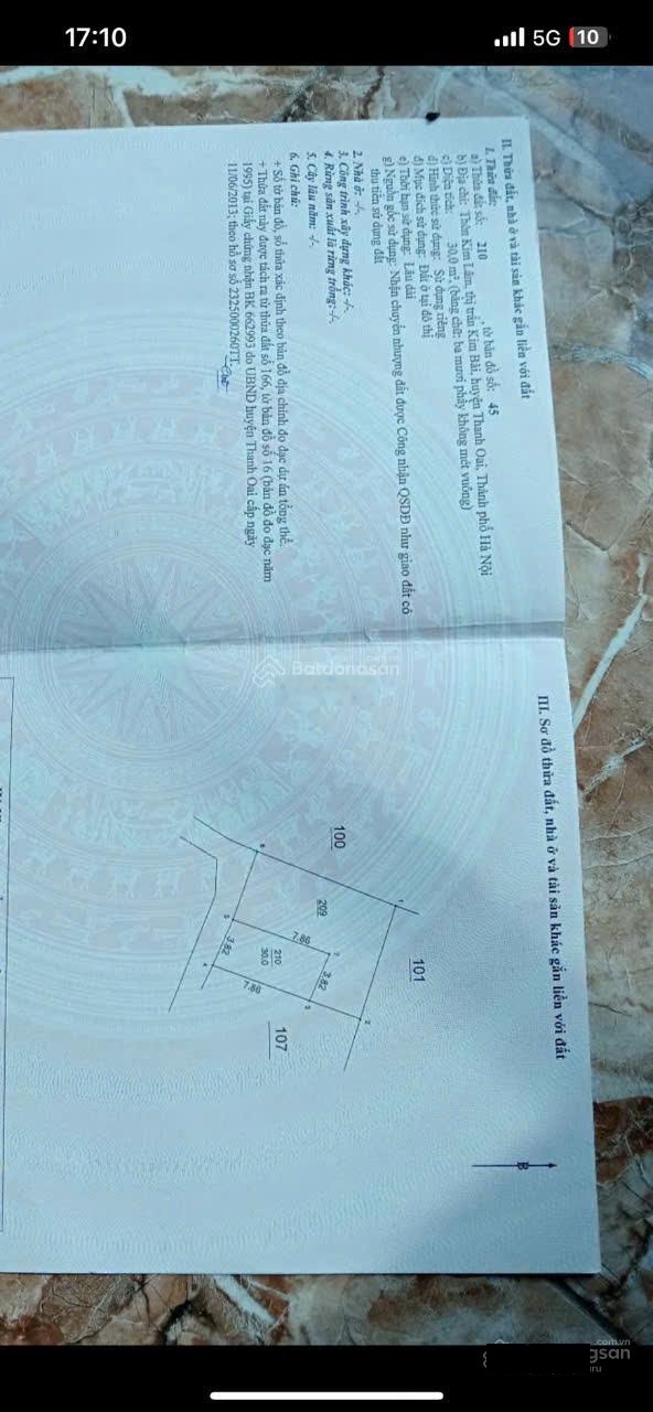 30M2 thị trấn kim bài chỉ 1.85 tỷ