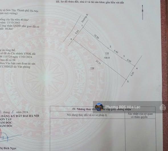 Nhỉnh 1 tỷ xíu có ngay 100m2 đất, mt 5m tại thanh mỹ sơn tây, cách đường ql21 khoảng 1km