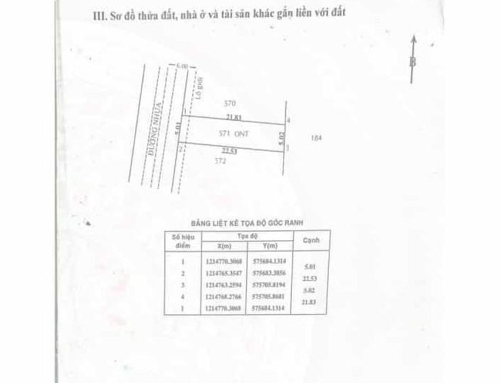 Chính chủ bán gấp lô đất mặt tiền kinh doanh ngã 3 Cây Trôm, 110.9m2 có thổ cư, SHR, giá 930tr TL