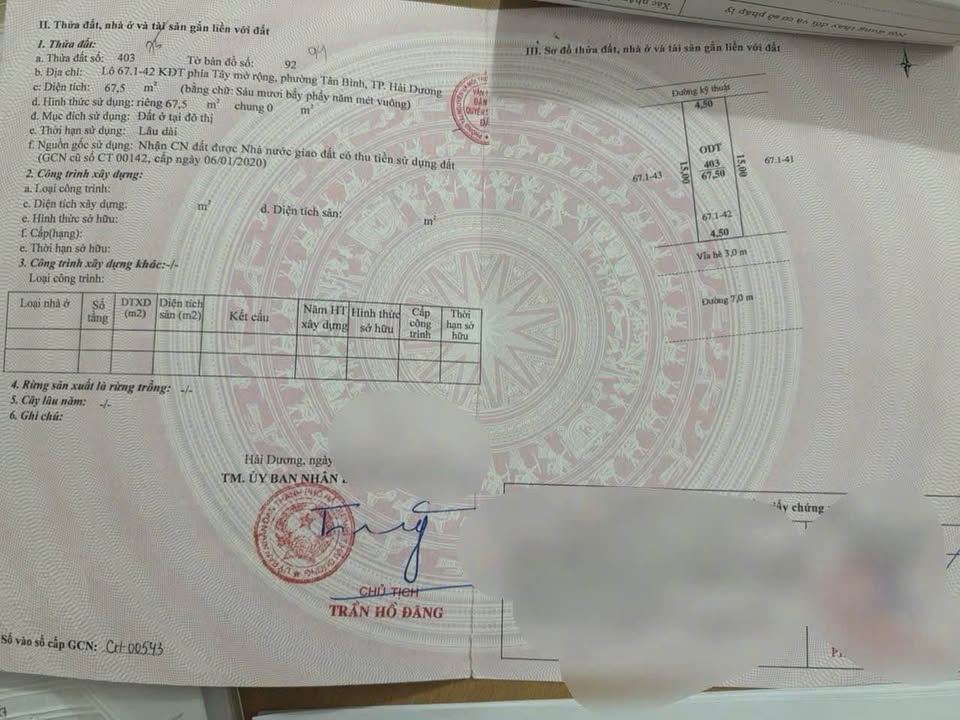 Bán đất đô thị Vịt Cỏ Hồ Sen, Hải Dương - Diện tích 67.5m2, Hướng Nam