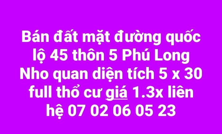 Đất vàng Quốc lộ 45, mua nhanh tay kẻo lỡ