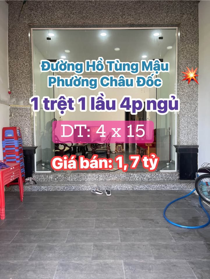 Nhà 1,7 tỷ An Giang, 4 phòng ngủ, gần Cầu Châu Đốc, view xịn