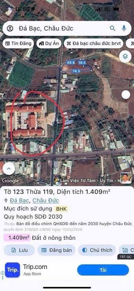 Bán đất 140m² mặt tiền đường nhựa tại Đá Bạc, Châu Đức, Bà Rịa, Vũng Tàu