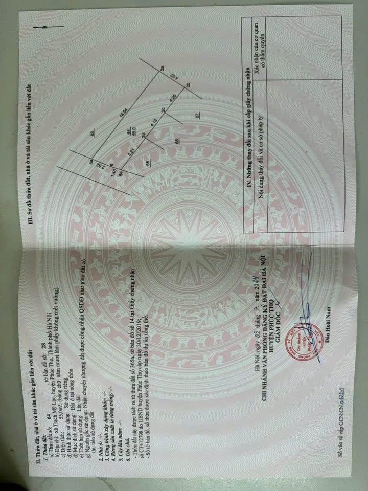 Bán đất tại Trạch Mỹ Lộc, Phúc Thọ, diện tích 55m2,