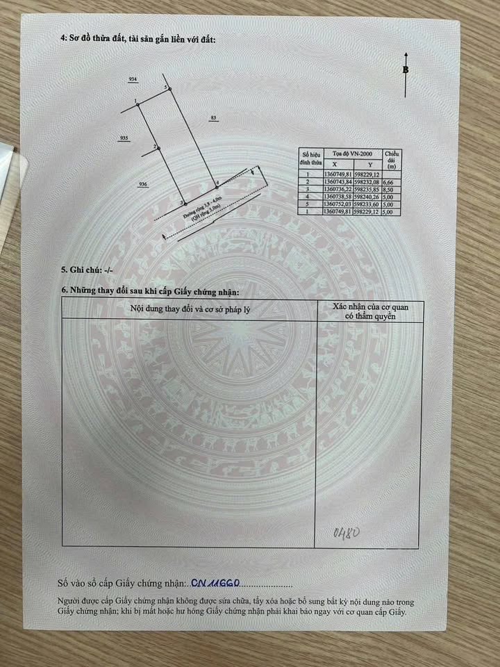Bán lô đất vuông vắn tại khu vực Đắc Lộc - Vĩnh Phương, 75,4m2, mặt tiền 5m, full thổ cư, giá 990 triệu