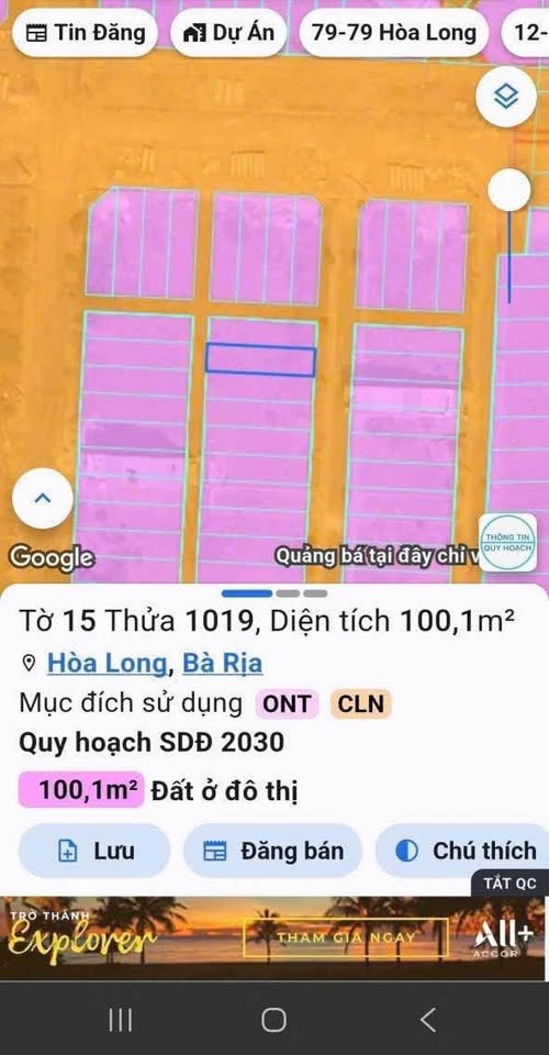 Bán lô đất tại khu Lan Anh 1 mở rộng, phường Hòa Long