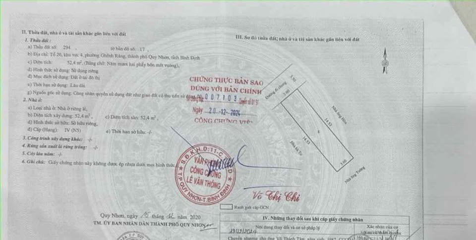 Bán nhà cấp 4 tại hẻm 70/24 Hàn Mặc Tử, Quy Nhơn, 52.4m², giá 1.8 tỷ