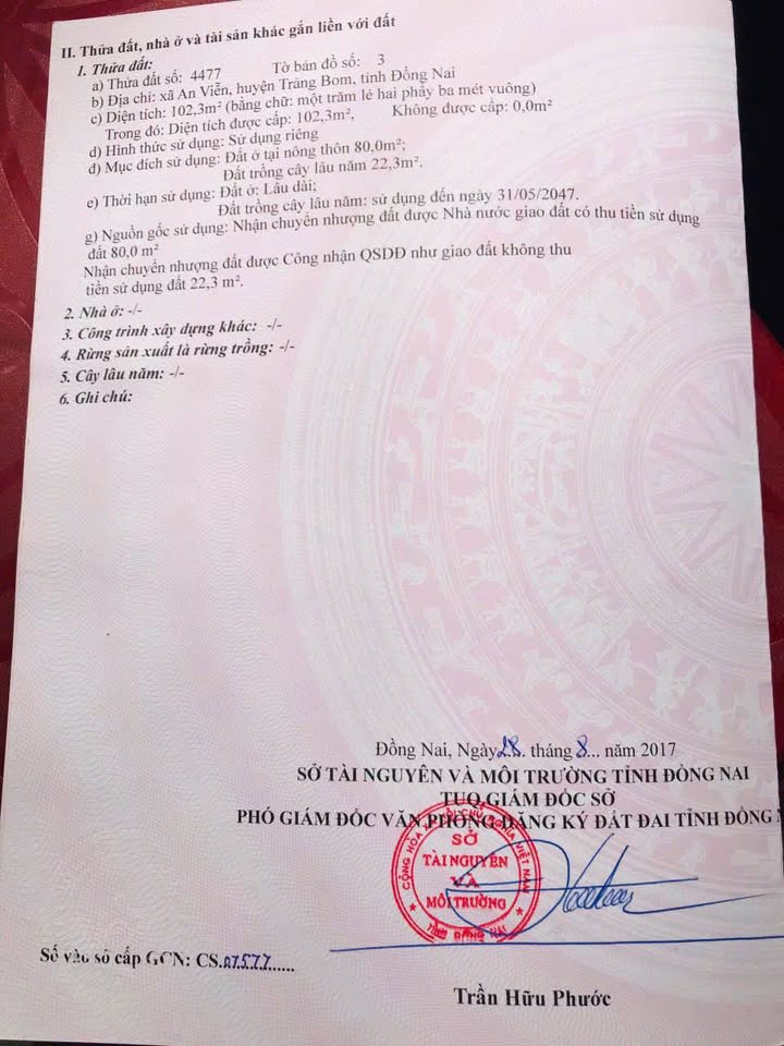 Đất An Viễn, Đồng Nai, diện tích 5x20m, sổ riêng, đường thông