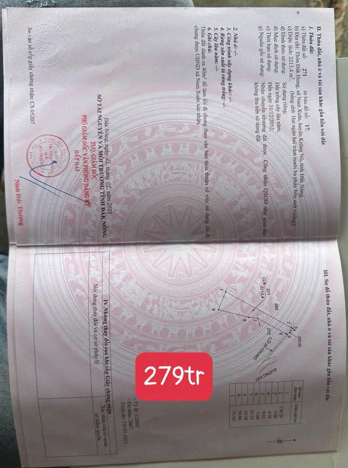 Đất vàng Krông Nô, 2,2 sào ôm bê tông, giá hời 279 triệu