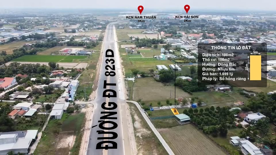 Bán lô đất nền mặt tiền đường DT823D, huyện Đức Hòa, tỉnh Long An