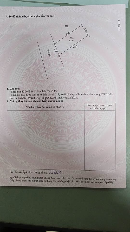 Bán đất 100m2 full thổ cư, mặt tiền 6m, nở hậu đẹp tại Vạn An, Sơn Đông, Phúc Thọ, Hà Nội