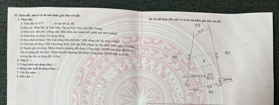 Bán đất Việt Yên 400m2, tiềm năng sinh lời cao