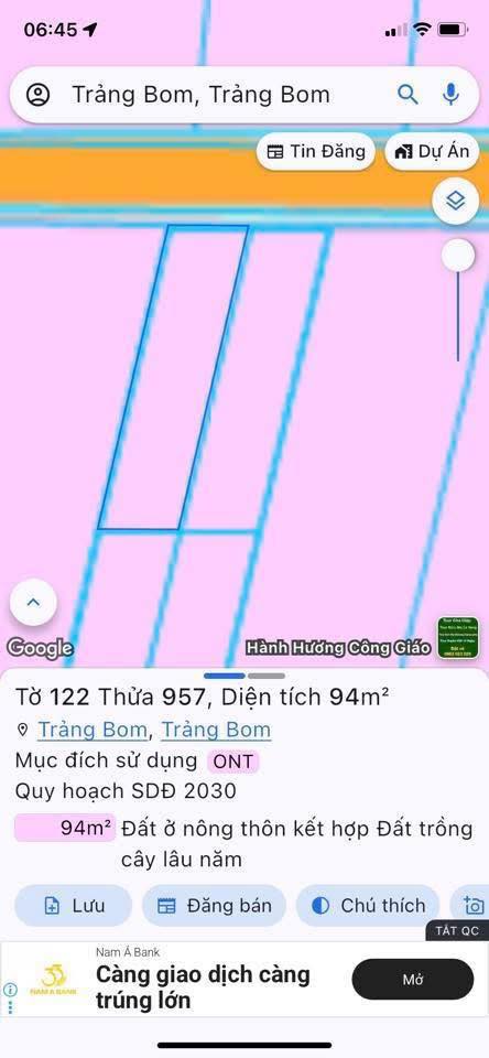 Bán lô đất đẹp tại khu vực Giang Điền cũ, nay thuộc xã Trảng Bom, tỉnh Đồng Nai