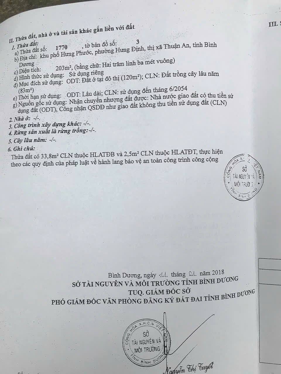 Cần bán gấp lô đất thổ cư tại Hưng Định, Bình Dương