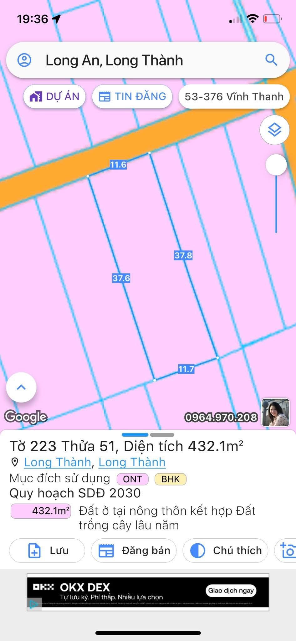 Bán đất 432m2 thổ cư, khu dân cư Thái Lạc, Đồng Nai