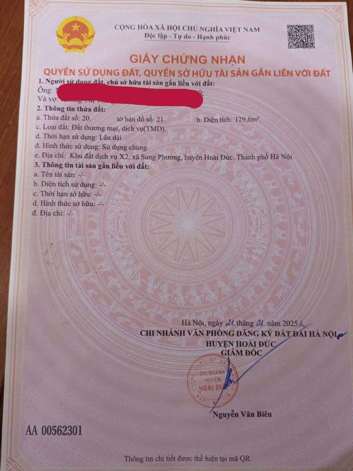 Bán nhanh lô đất siêu đẹp tại X2 Song Phương, Hoài Đức, Hà Nội