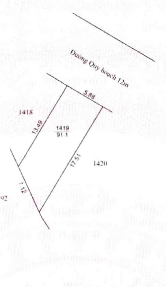 Bán đất nền Trưng Nữ Vương, Huế, 91m², mặt tiền 6m, giá nhỉnh 1.9 tỷ