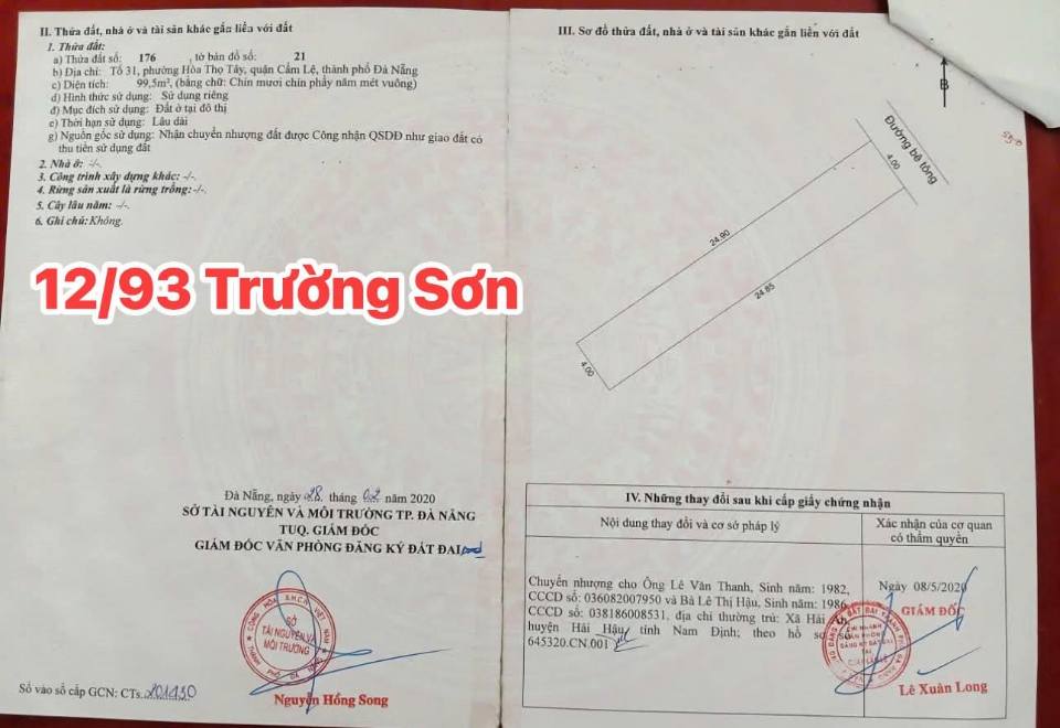 Bán đất Cẩm Lệ, Đà Nẵng - 100m2, hướng Đông Bắc, giá 2.08 tỷ