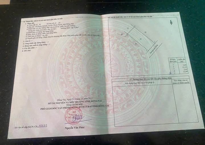 Bán mảnh đất vàng tại xã Đại Phước, Đồng Nai, hẻm xe hơi