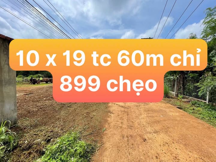 Đất Cư Jút, Đắk Lắk 10m x 19m, sổ mới 16.5m, giá 899 triệu, đường thông ô tô né nhau