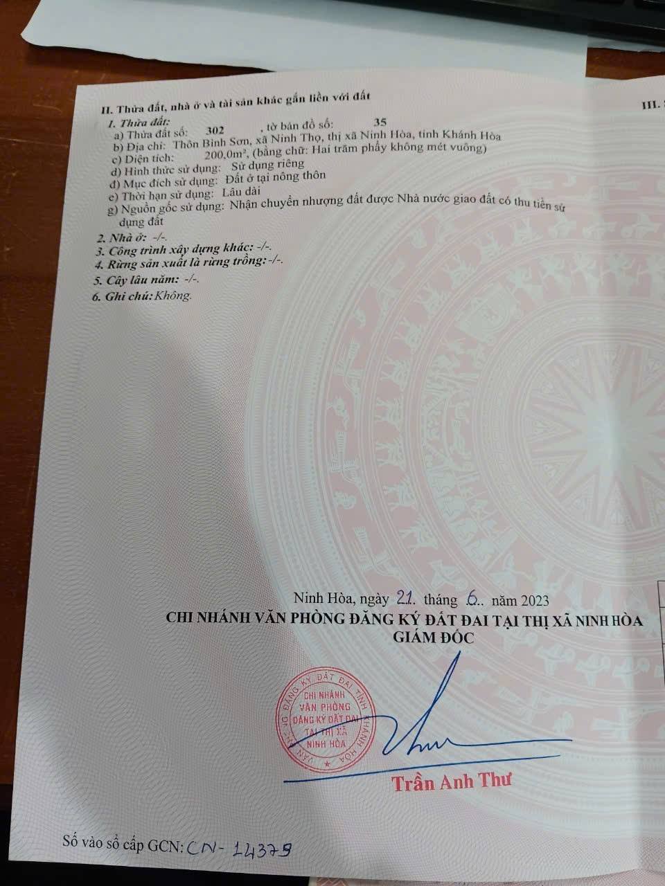 Bạn đang đứng trước cơ hội vàng để sở hữu một lô đất nền tại tái định cư Ninh Long, Bình Sơn, Bắc Ninh Hoà