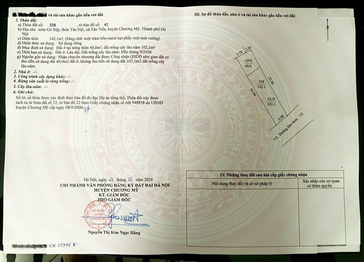 142m2 đất sổ đỏ hà nội giá 1.9 tỷ