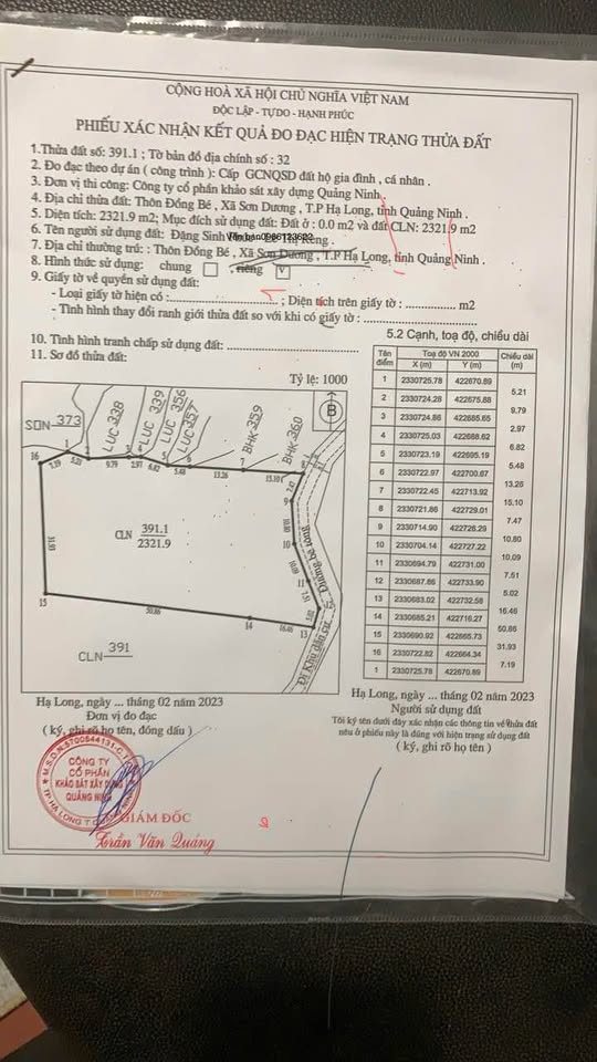 Bán đất 2321.9m2 tại Hạ Long, phù hợp để phát triển các dự án lớn, khu nghỉ dưỡng hoặc đầu tư sinh lời dài hạn
