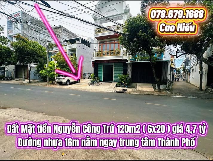 Đất mặt tiền Nguyễn Công Trứ 120m2 trung tâm Tuy Hòa, 16m nhựa, biển kề bên