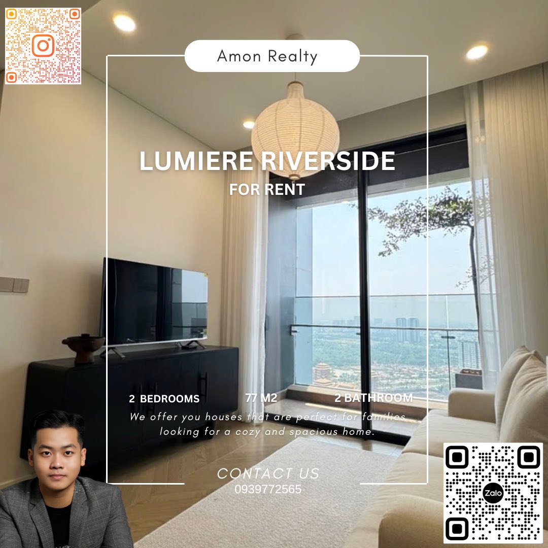 Cho thuê căn hộ góc 2 phòng ngủ Lumiere Riverside 77m², view triệu đô - Giá sốc 35 Triệu/tháng