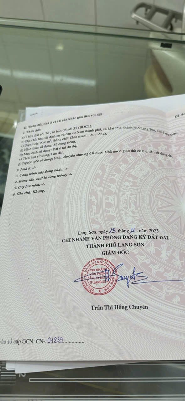 Bán đất tái định cư Mai Pha, Lạng Sơn, 90m², hướng Tây Bắc, giá chỉ 3,3 tỷ