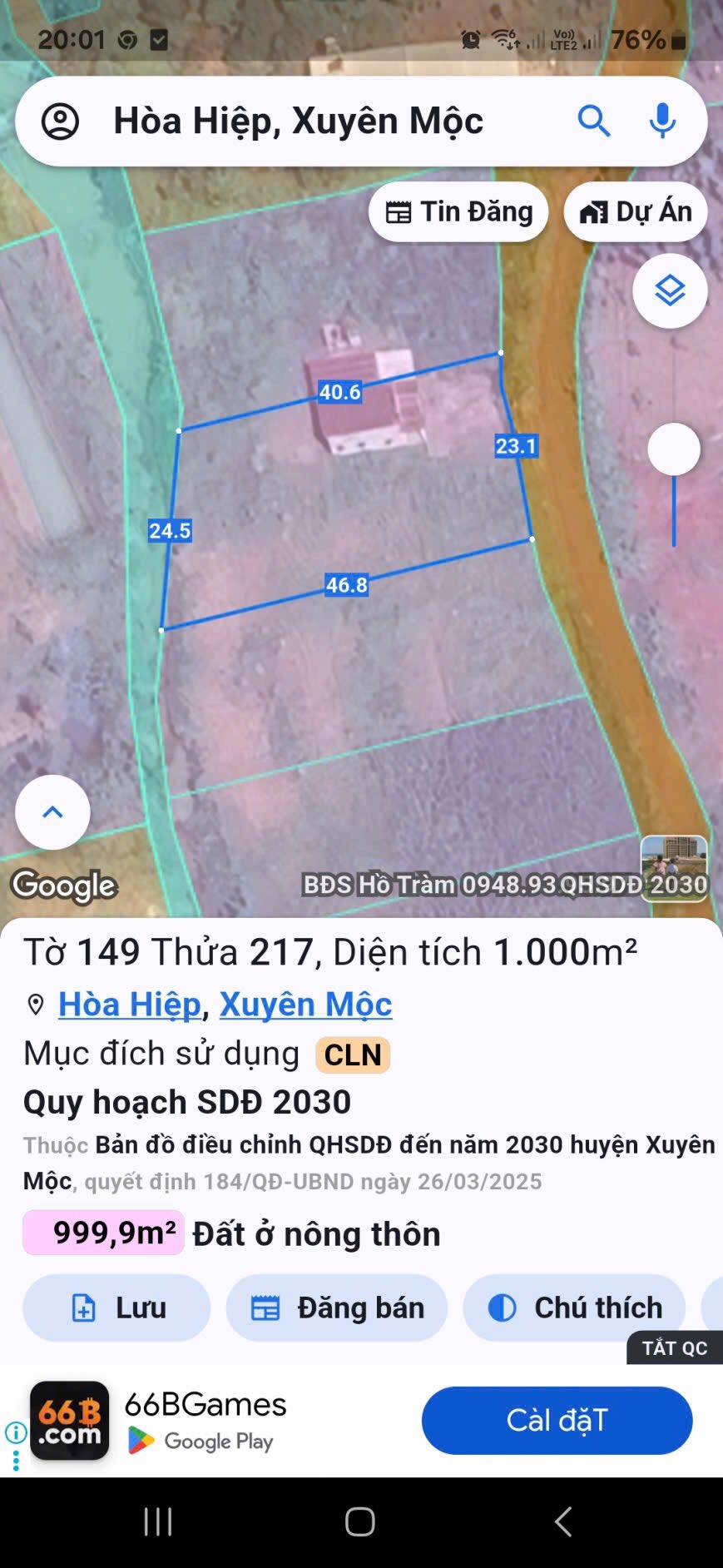 Đất Hòa Hiệp, Xuyên Mộc, đường rộng 6m, giá rẻ