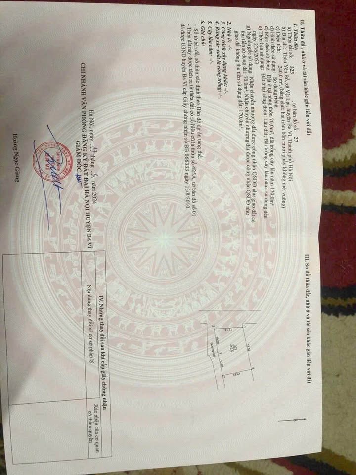 Bán đất thổ cư 240m2, mặt tiền 12.18m tại Yên Bồ, Ba Vì, Hà Nội