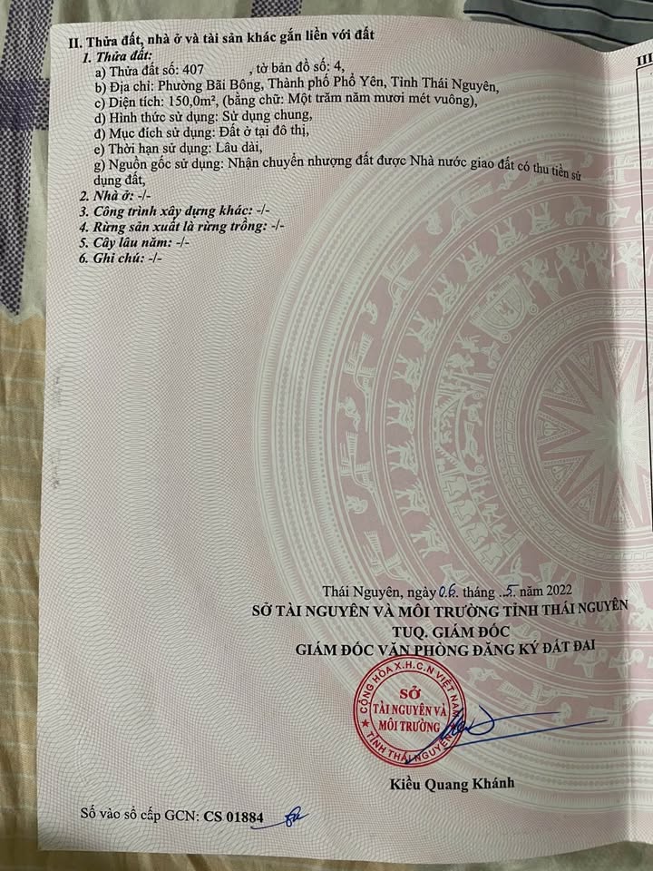 Bán đất 150m2, mặt tiền 10m, đường thông, gần khu công nghiệp