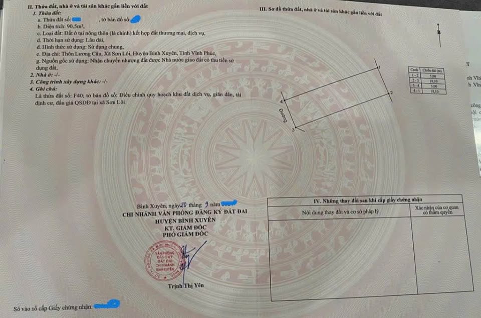 Cần bán đất dịch vụ tại Sơn Lôi, Ba Xuyên, Bình Xuyên, Vĩnh Phúc