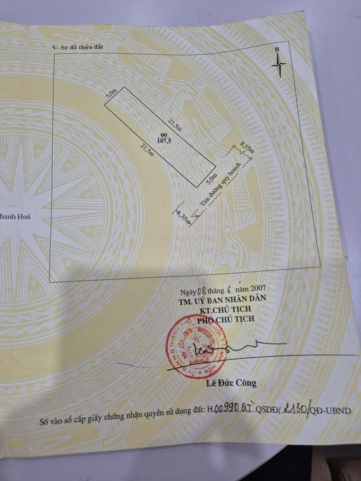 Bán đất thổ cư 107.5m2 hướng Đông Nam, xây dựng tự do, gần chung cư Võ Nguyên Giáp