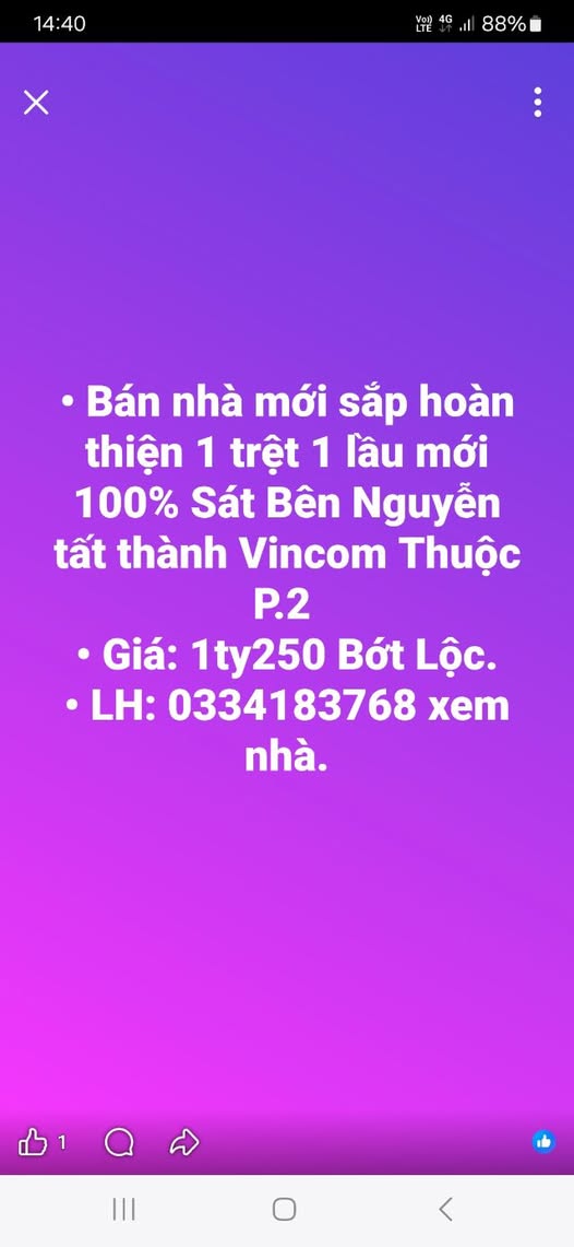 Nhà 1 trệt 1 lầu mới tinh, ngang 4,5m, sát Vincom
