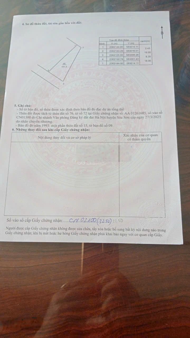 Bán lô đất đẹp 101 m² full thổ cư vị trí vàng tại Sóc Sơn