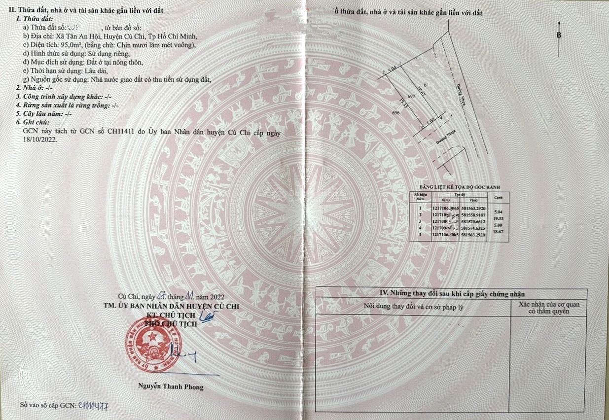 Chủ Kẹt Tiền Bán Lỗ Lô Đất Thổ Cư 95m2 Gần Khu Công Nghiệp Tây Bắc .Giá 800tr, Sổ Hồng Riêng