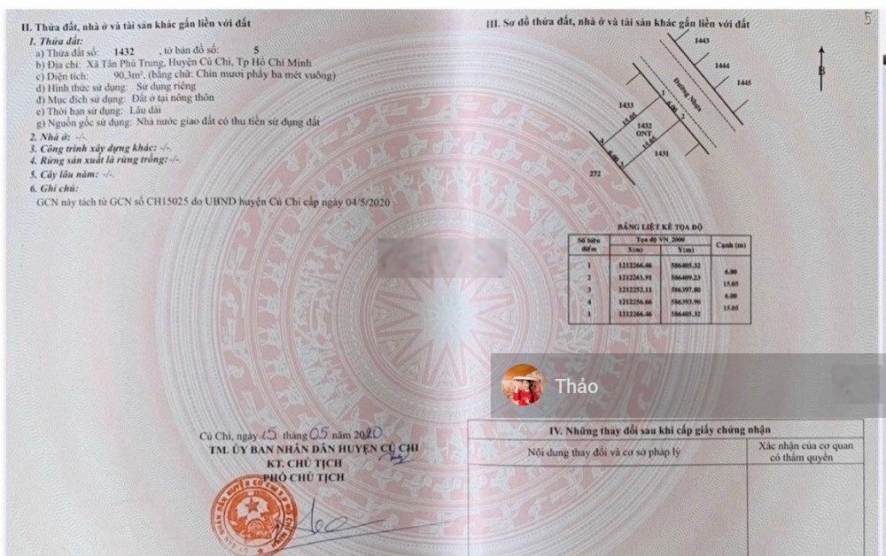 90m2 full thổ - nguyễn thị lắng. tân phú trung. dân cư đông đúc. gần nhiều tiện ích. giá cực tốt